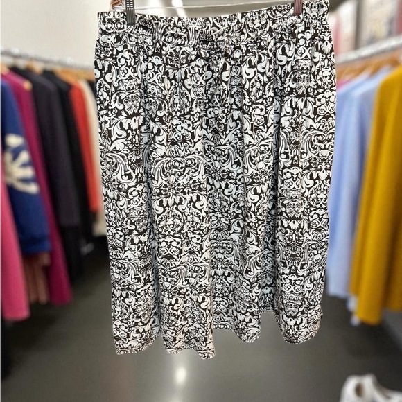 Lane Bryant Brown and White Midi A-Line Skirt - Picture 1 of 4